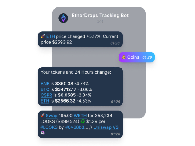 Drops bot interface preview